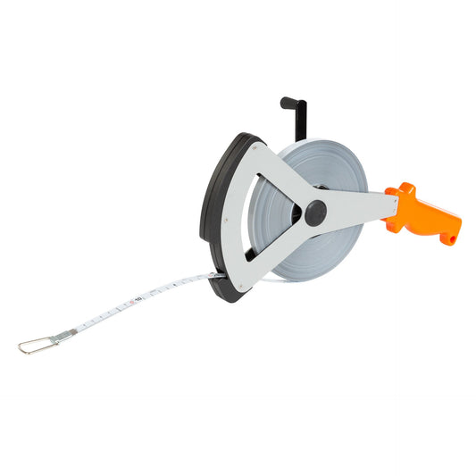 NESTLE Stahlbandmaß, 100 m, Anfang B, weißlackiert, V-Rahmen