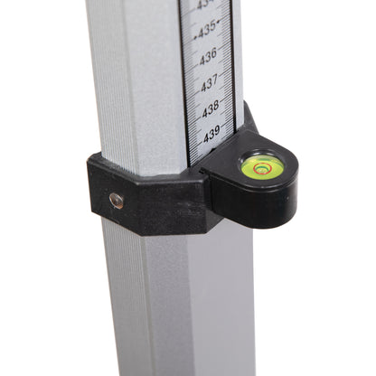 Teleskopnivelliermeter 5m, E-Teilung, seitlich mm-Teilung, Rückseite Stichmaß