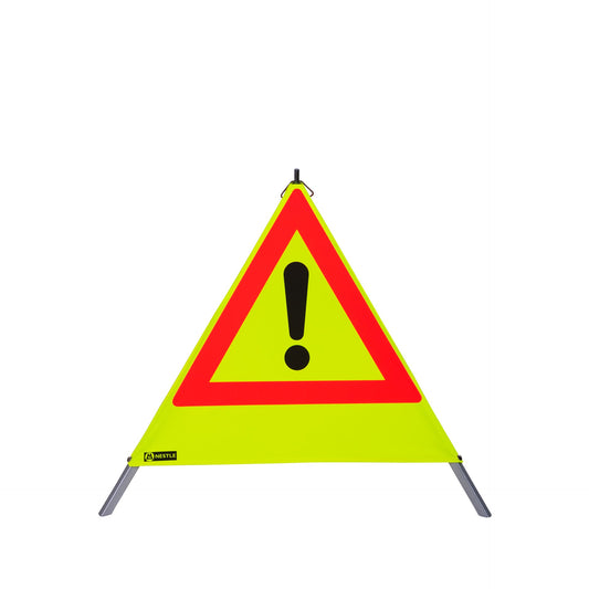 NESTLE Warnpyramide 70 cm, Achtung (VZ101), gelb retroreflektierend , mit Feder