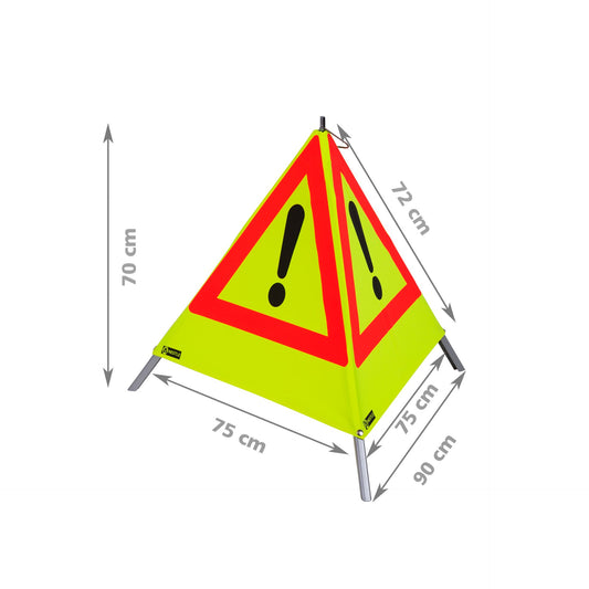 NESTLE Warnpyramide 70 cm, Achtung (VZ101), gelb retroreflektierend , mit Feder