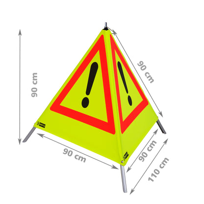 NESTLE Warnpyramide 90 cm, Achtung (VZ101), gelb retroreflektierend, mit Feder