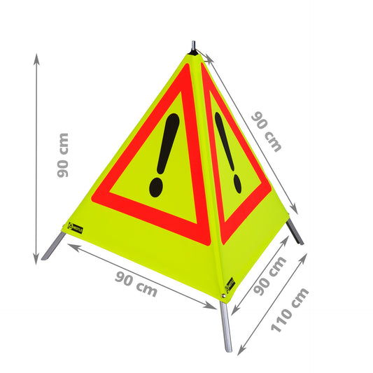 NESTLE Warnpyramide 90 cm, Achtung (VZ101), gelb retroreflektierend, mit Feder