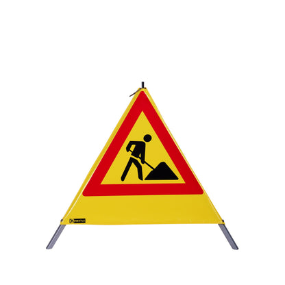NESTLE Warnpyramide 70 cm, Schaufelmann (VZ123), gelb, mit Feder