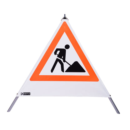NESTLE Warnpyramide 90 cm, Schaufelmann (VZ123), weiß, mit Feder