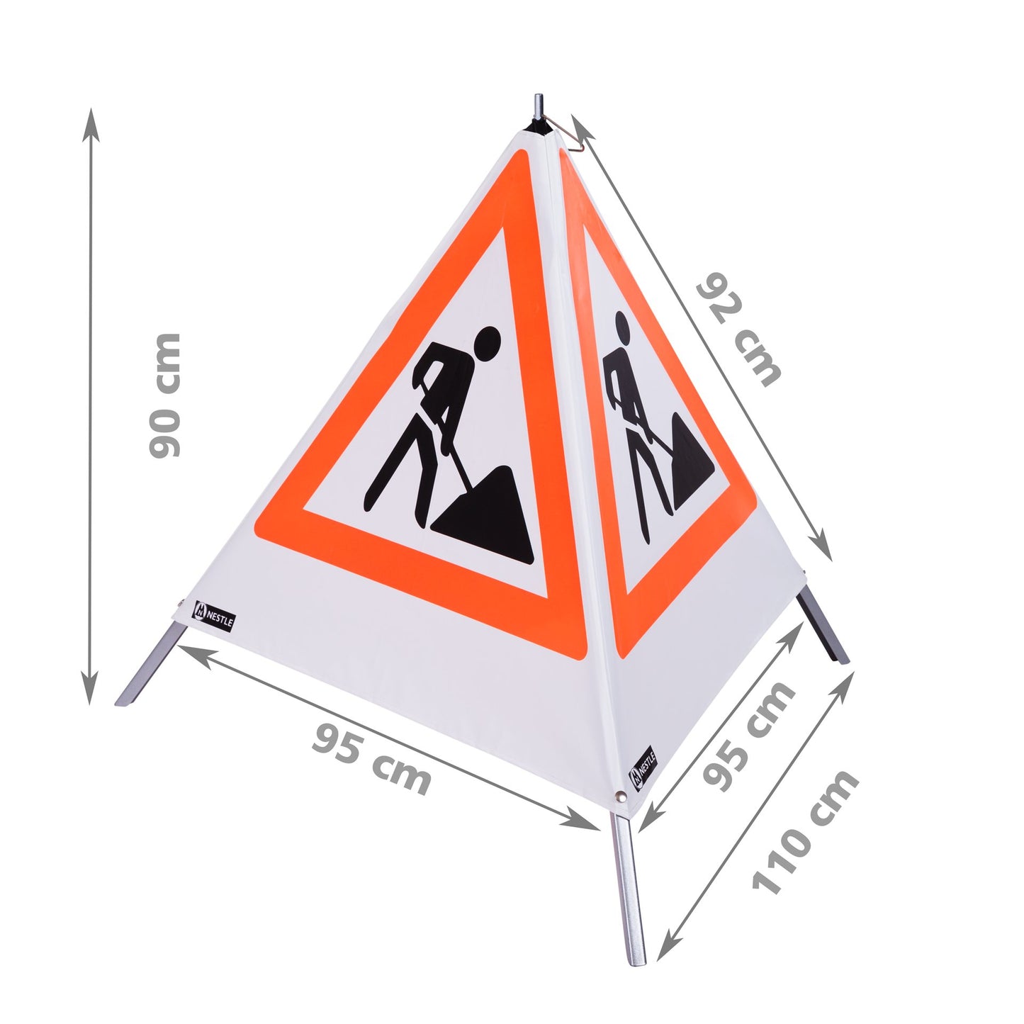 NESTLE Warnpyramide 90 cm, Schaufelmann (VZ123), weiß, mit Feder
