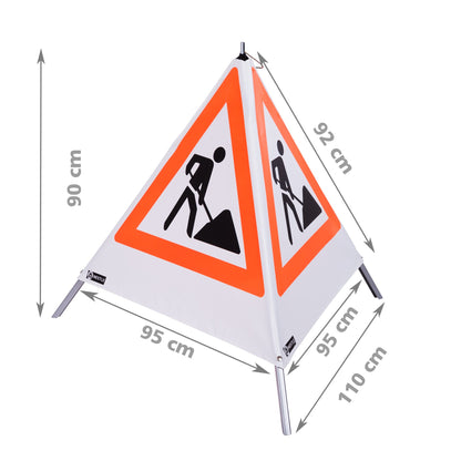 NESTLE Warnpyramide 90 cm, Schaufelmann (VZ123), weiß, mit Feder