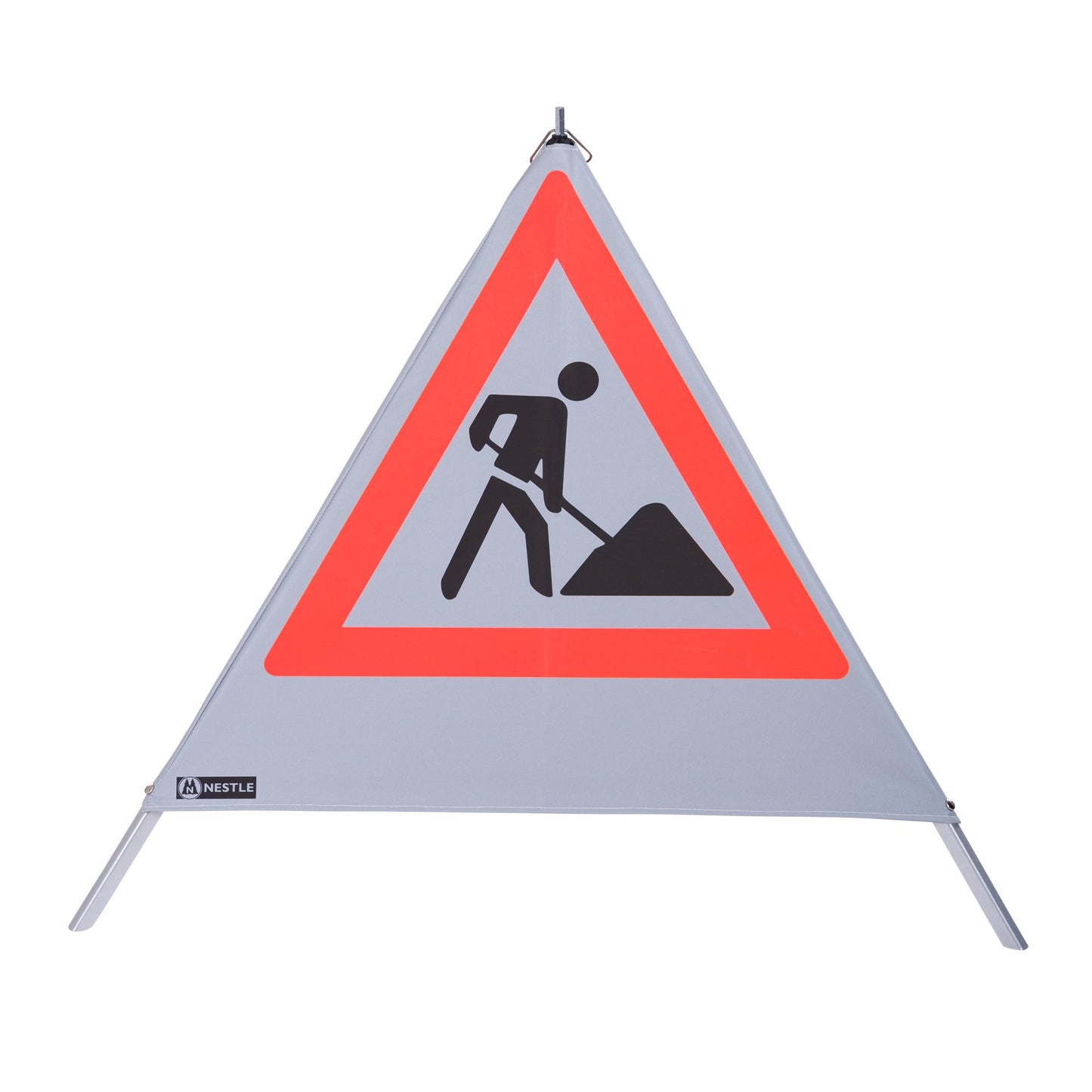 NESTLE Warnpyramide 90 cm, Schaufelmann (VZ123), retroreflektierend, mit Feder