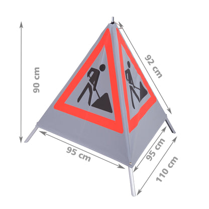 NESTLE Warnpyramide 90 cm, Schaufelmann (VZ123), retroreflektierend, mit Feder