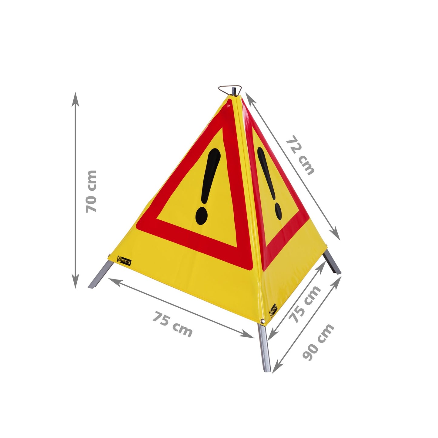 NESTLE Warnpyramide 70 cm, Achtung (VZ101), gelb, mit Mittelfuß