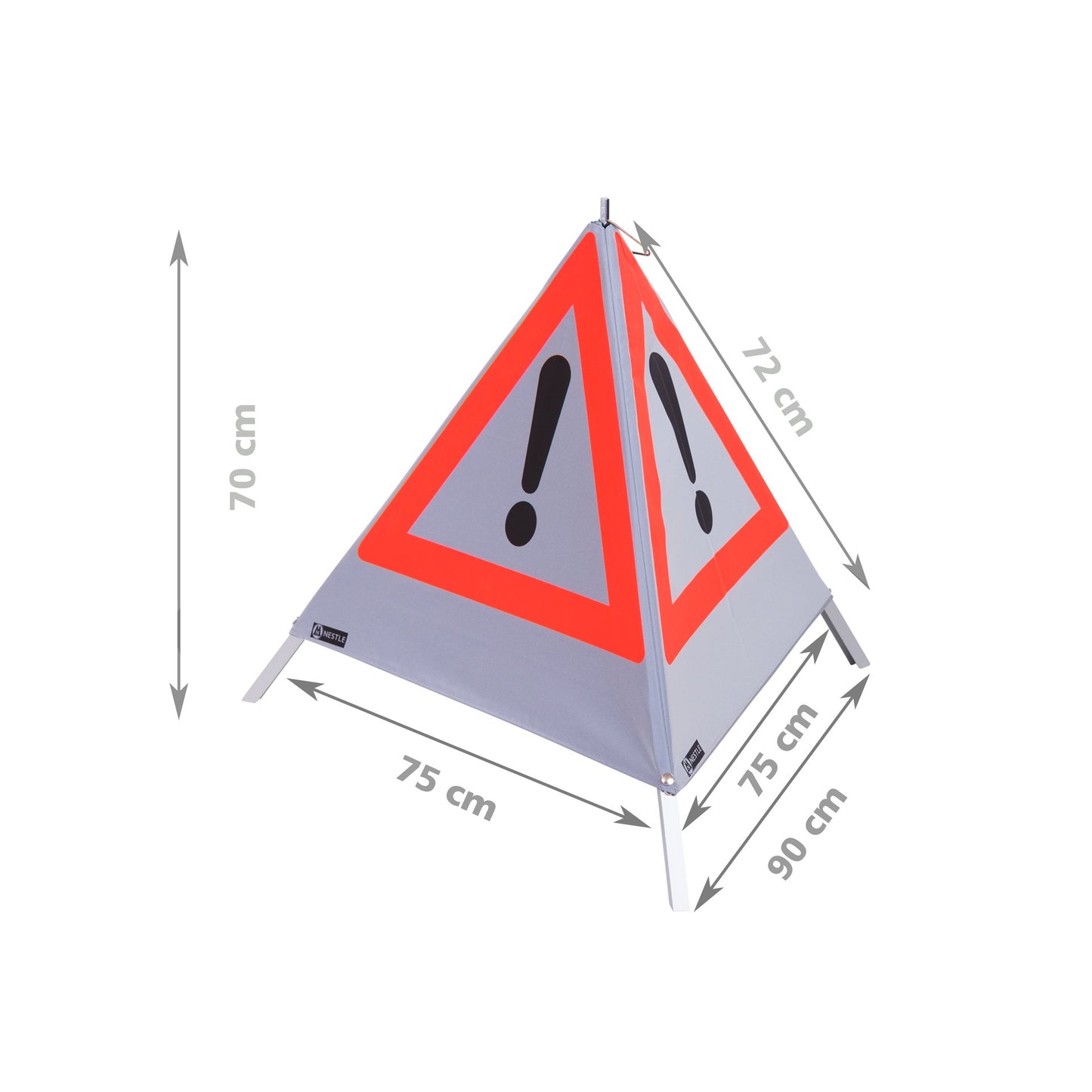 NESTLE Warnpyramide 70 cm, Achtung (VZ101), retroreflektierend, mit Mittelfuß