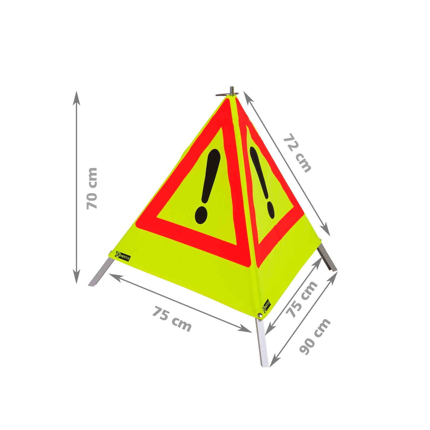 NESTLE Warnpyramide 70 cm, Achtung (VZ101), gelb retroreflektierend, mit Mittelfuß