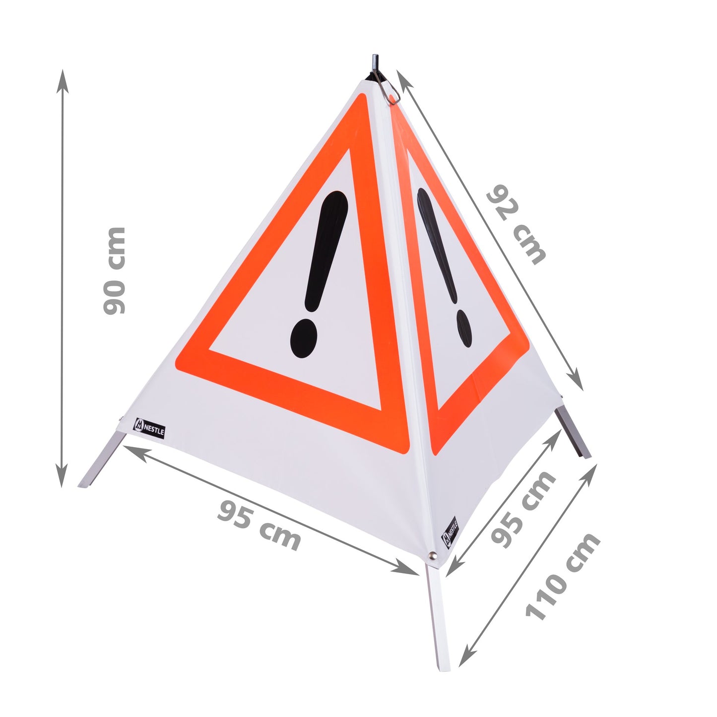 NESTLE Warnpyramide 90 cm, Achtung (VZ101), weiß, mit Mittelfuß