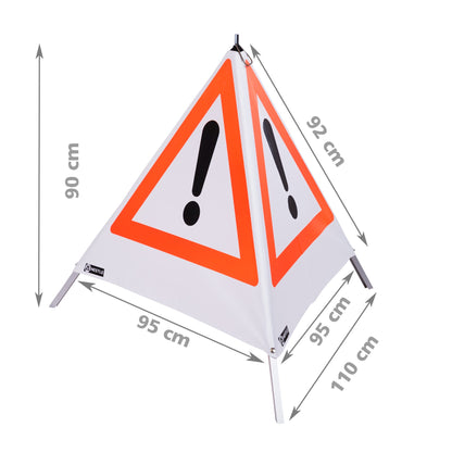 NESTLE Warnpyramide 90 cm, Achtung (VZ101), weiß, mit Mittelfuß