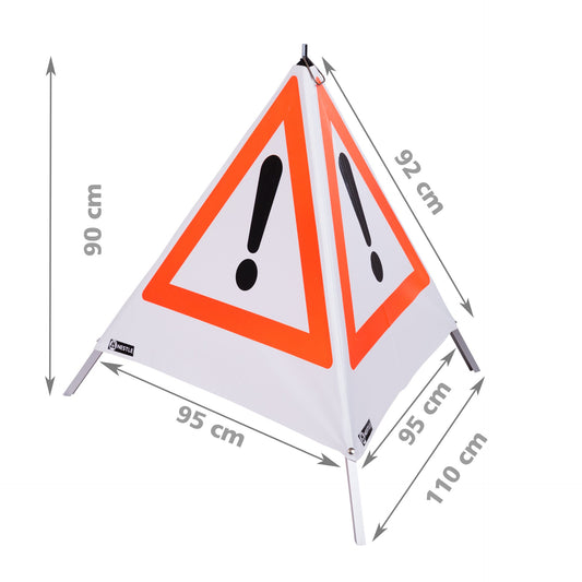 NESTLE Warnpyramide 90 cm, Achtung (VZ101), weiß, mit Mittelfuß