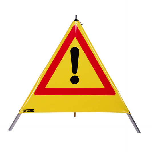 NESTLE Warnpyramide 90 cm, Achtung (VZ101), gelb, mit Mittelfuß