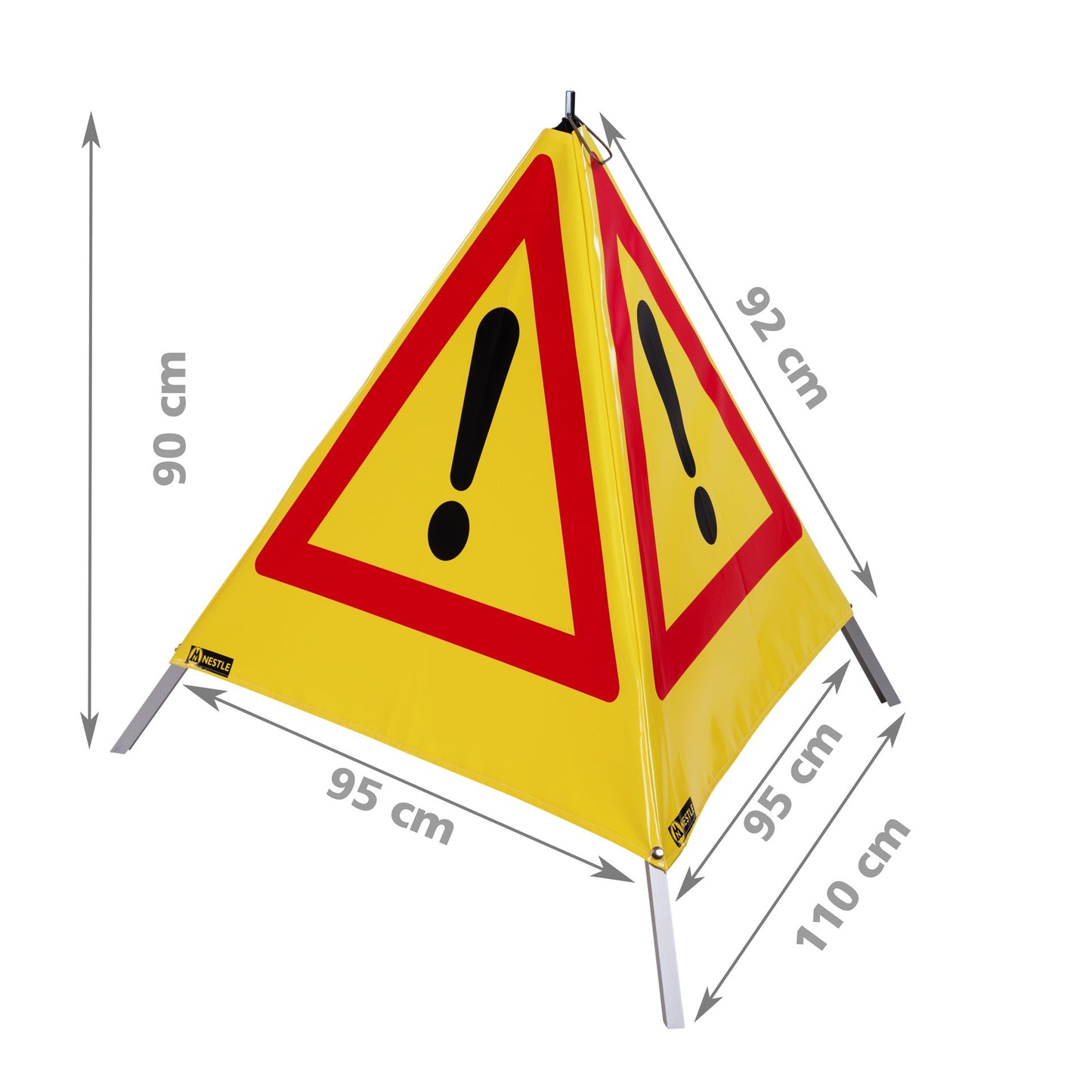 NESTLE Warnpyramide 90 cm, Achtung (VZ101), gelb, mit Mittelfuß