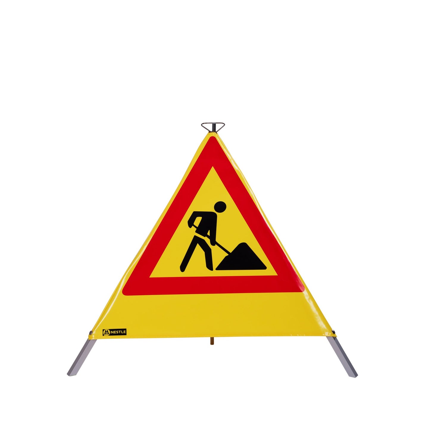 NESTLE Warnpyramide 70 cm,  Schaufelmann (VZ123), gelb, mit Mittelfuß