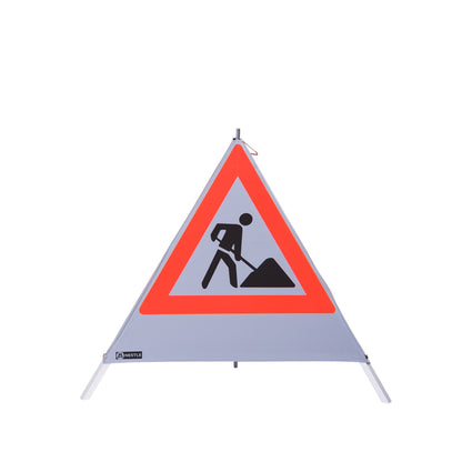NESTLE Warnpyramide 70 cm, Schaufelmann (VZ123), retroreflektierend, mit Mittelfuß