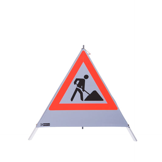 NESTLE Warnpyramide 70 cm, Schaufelmann (VZ123), retroreflektierend, mit Mittelfuß