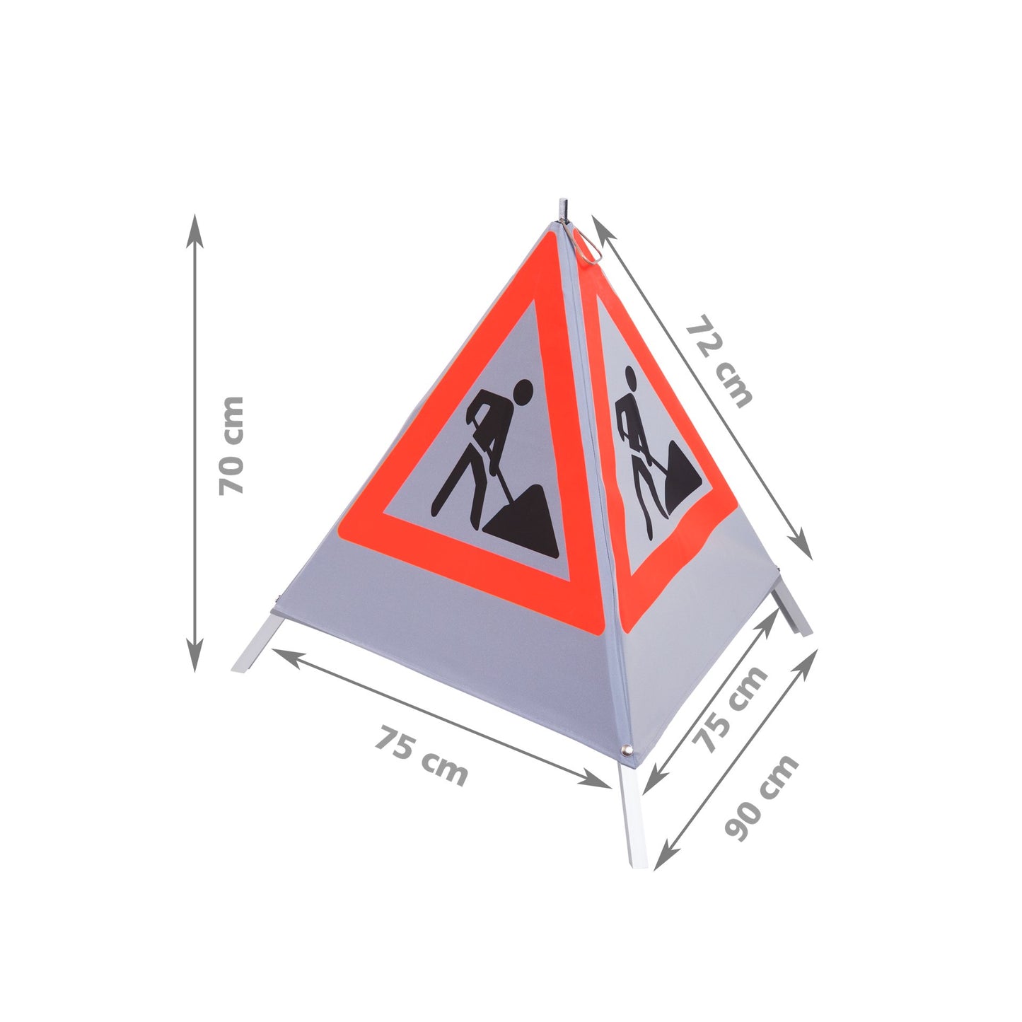 NESTLE Warnpyramide 70 cm, Schaufelmann (VZ123), retroreflektierend, mit Mittelfuß