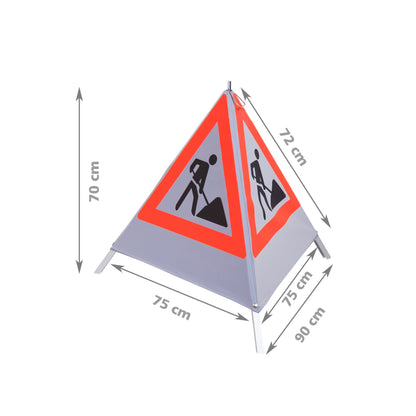 NESTLE Warnpyramide 70 cm, Schaufelmann (VZ123), retroreflektierend, mit Mittelfuß