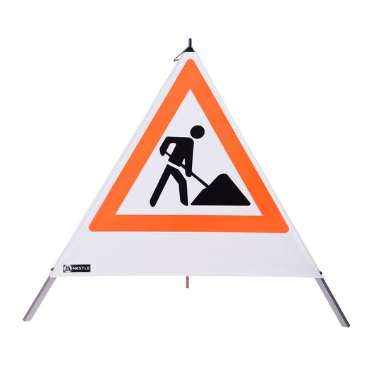 NESTLE Warnpyramide 90 cm, Schaufelmann (VZ123), mit Mittelfuß