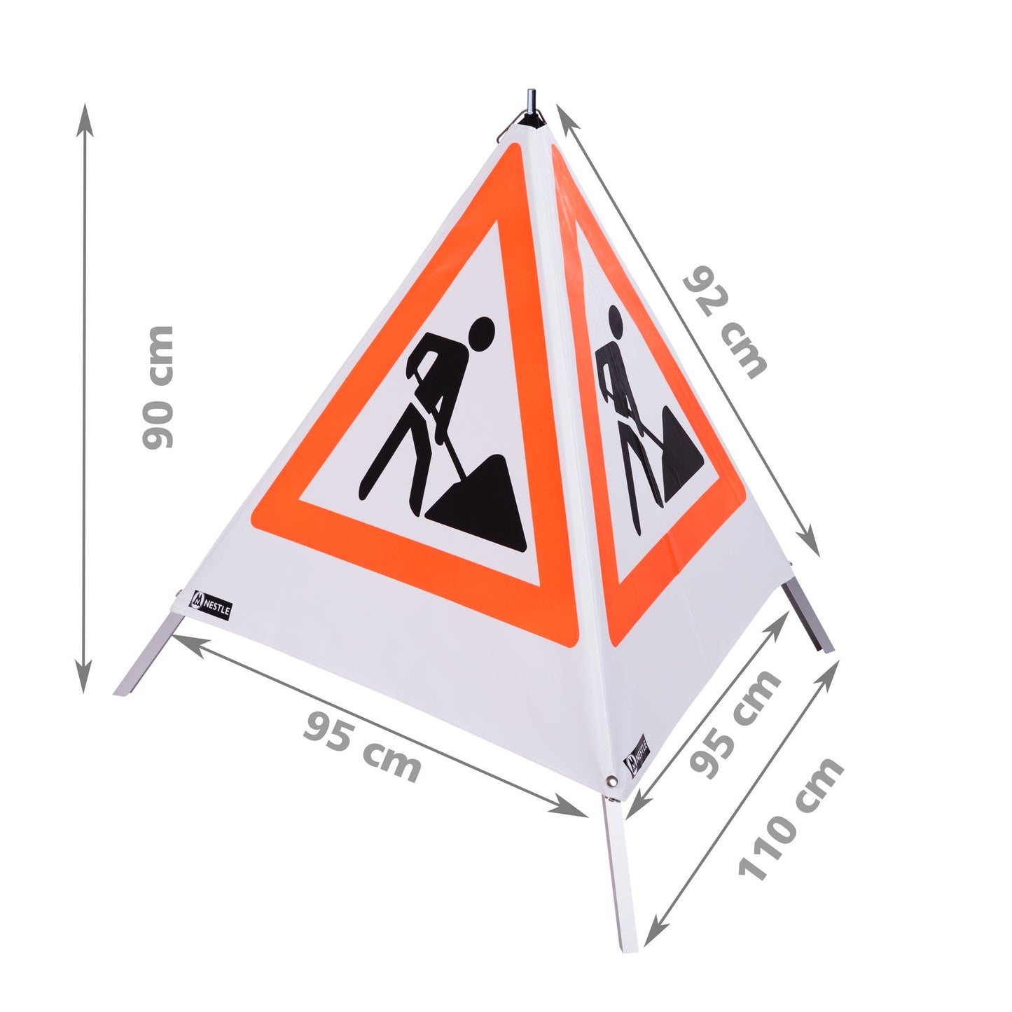 NESTLE Warnpyramide 90 cm, Schaufelmann (VZ123), mit Mittelfuß