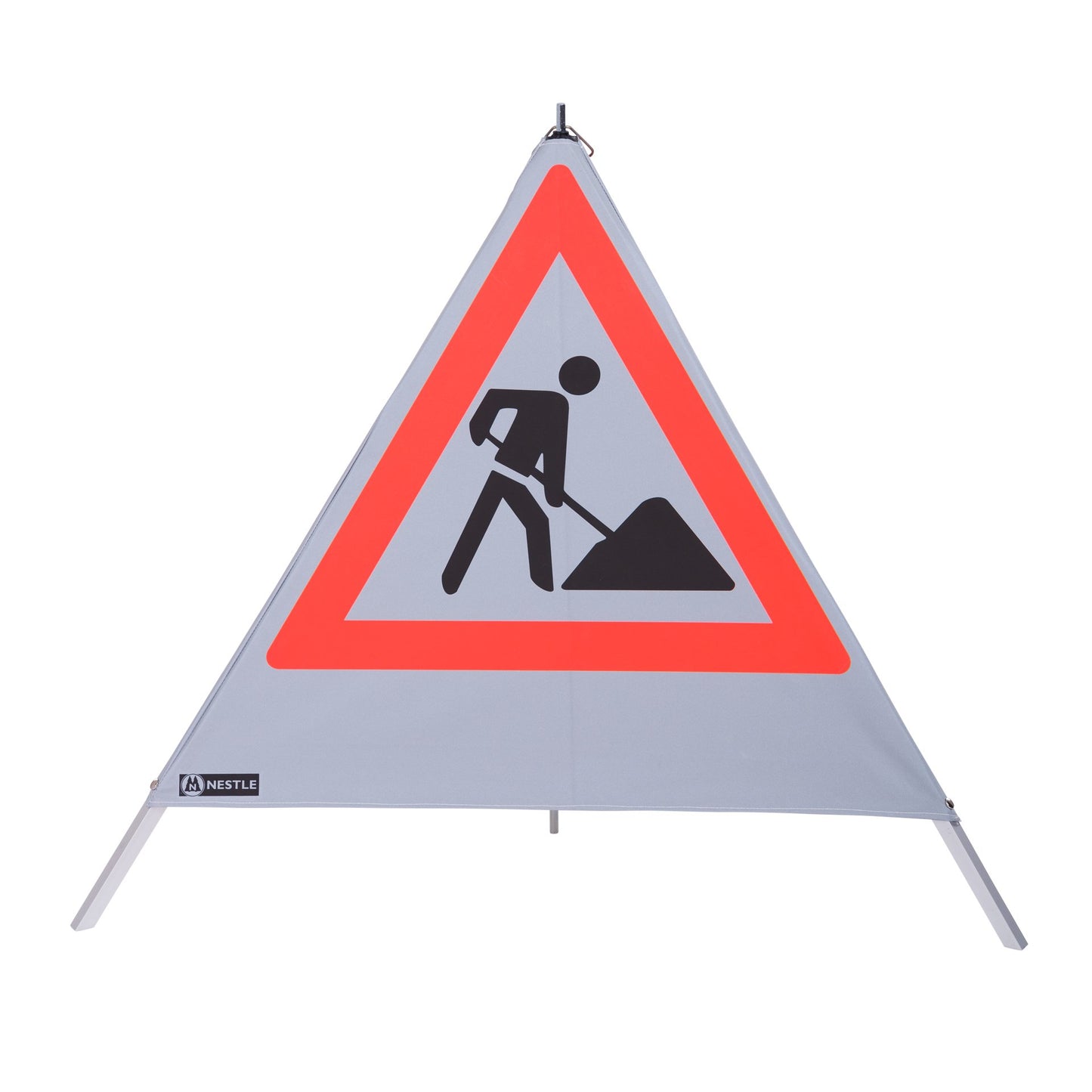 NESTLE Warnpyramide 90 cm, Schaufelmann (VZ123), retroreflektierend, mit Mittelfuß