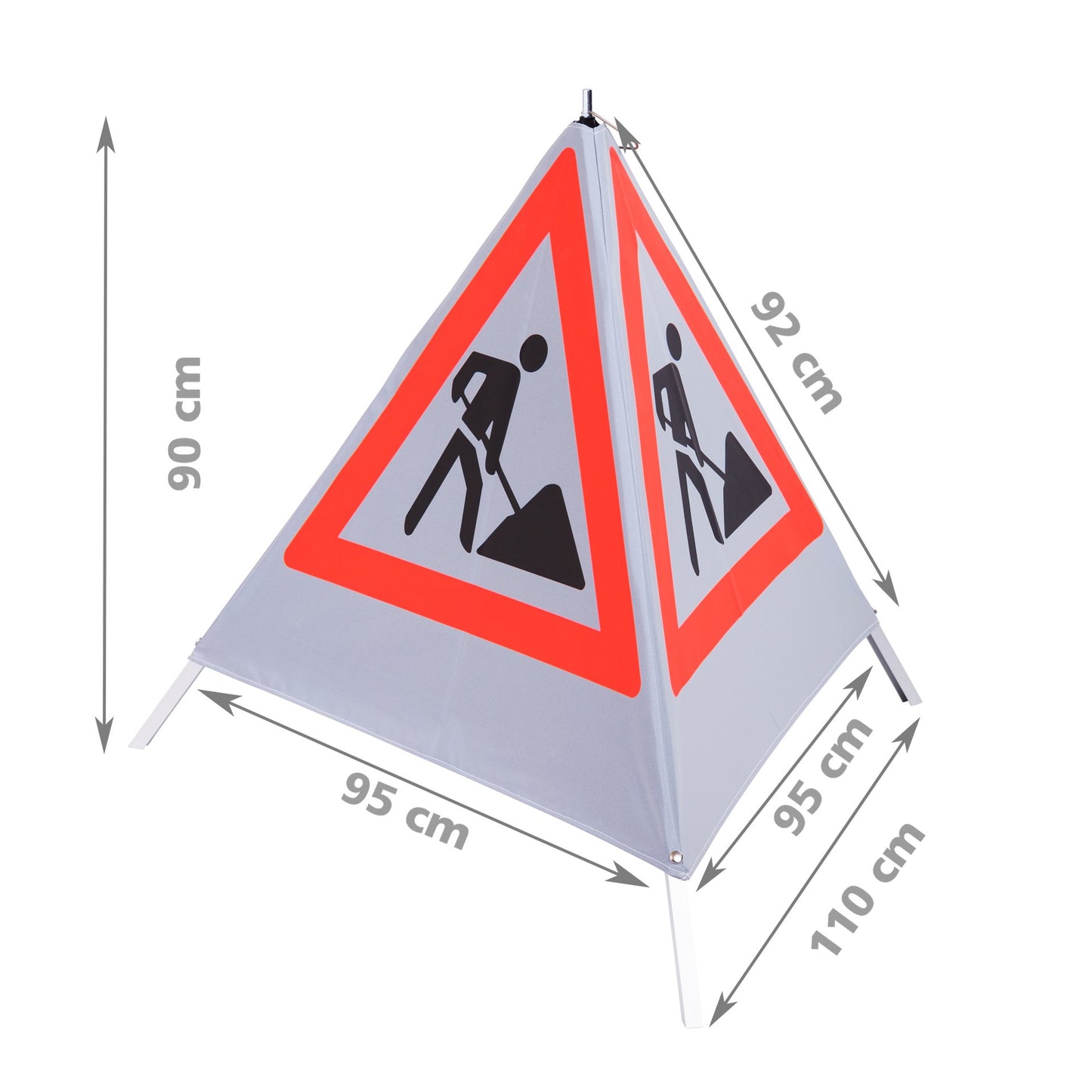 NESTLE Warnpyramide 90 cm, Schaufelmann (VZ123), retroreflektierend, mit Mittelfuß
