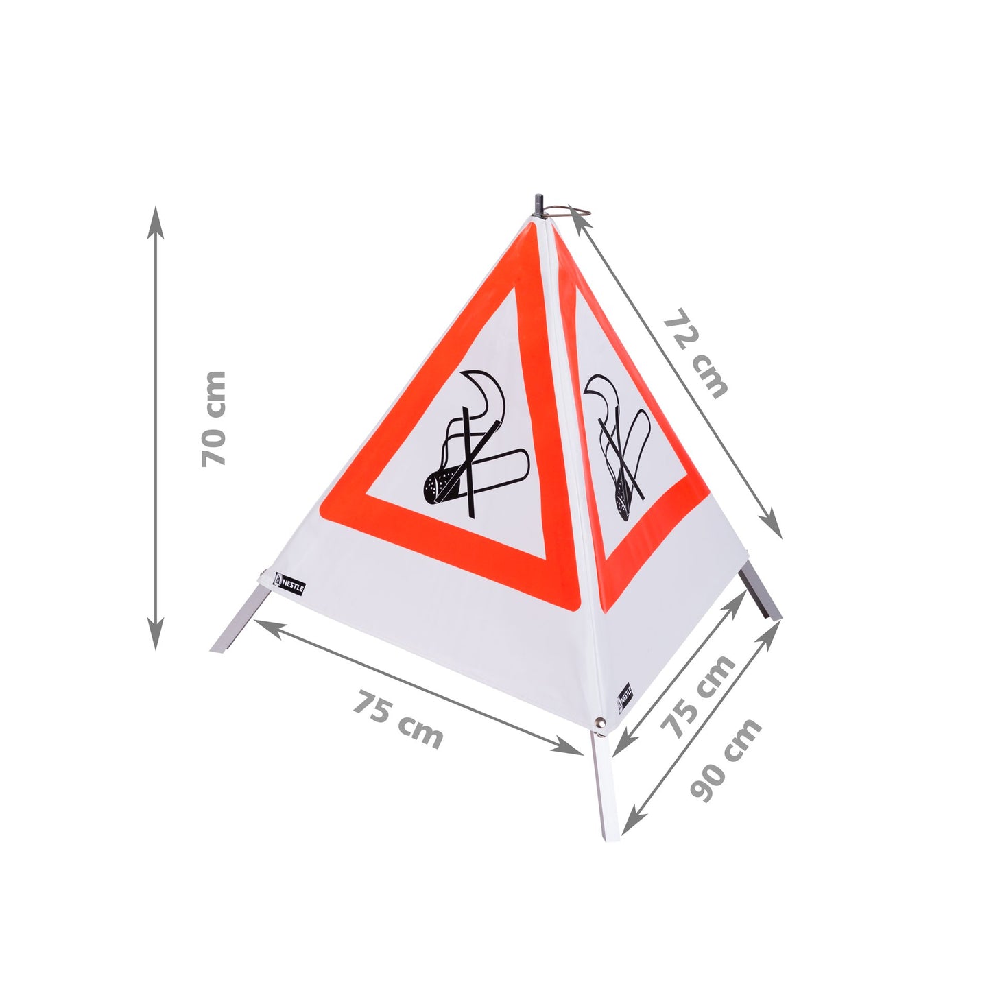 NESTLE Warnpyramide 70 cm, Rauchverbot (NZ01), weiß, mit Mittelfuß
