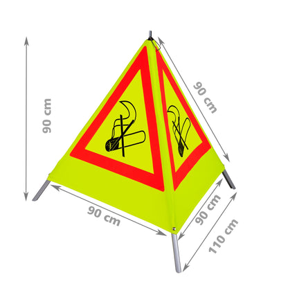 NESTLE Warnpyramide 90 cm,  Rauchverbot (NZ01), gelb retroreflektierend, mit Mittelfuß