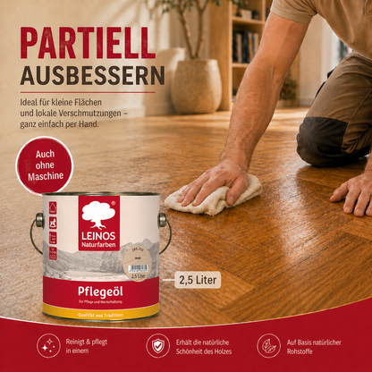 LEINOS 285 Pflegeöl 202 Weiß  0,75 Liter | Zur Behandlung aller geölten und gewachsten Flächen wie Holz, Kork und Linoleum im Innenbereich |