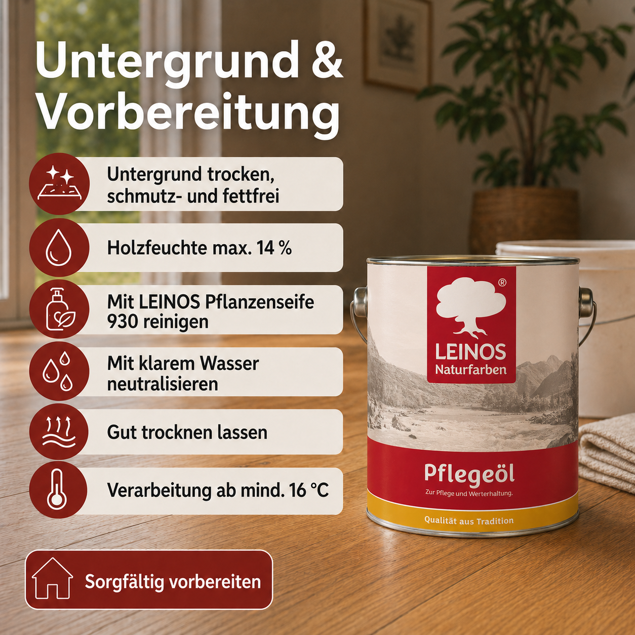 LEINOS 285 Pflegeöl 202 Weiß 2,50 Liter | Zur Behandlung aller geölten und gewachsten Flächen wie Holz, Kork und Linoleum im Innenbereich |