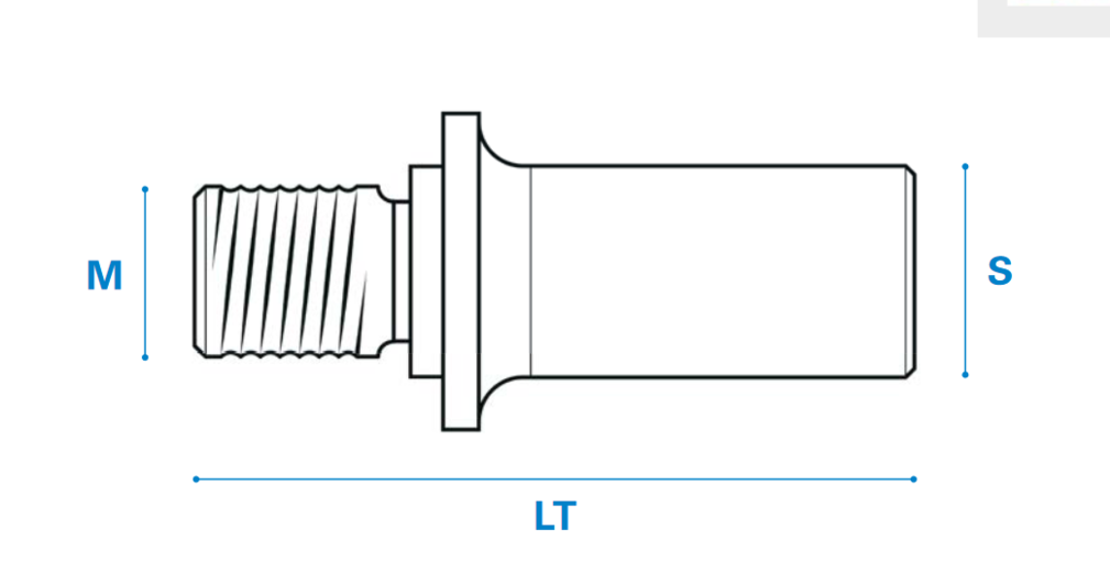 Aufnahmedorn - M12x1 Rechts, Arbeitslänge 40 Mm Schaft 12 Mm