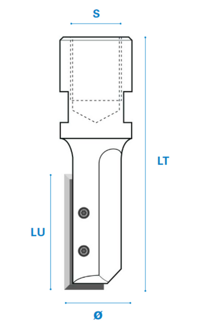 Nutfräser mit Wendemesser M12 Elu® - Hartmetall Rechtslauf Schneide 1