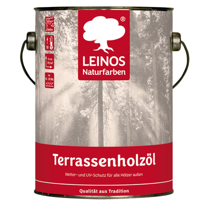 LEINOS Terrassenholzöl 236 | 2,5 Liter | Hochwertiges Holzöl für außen | Für Terrassen, Zäune, Kinderspielgeräte | Farbton: farblos | Tiefer Holzschutz & leichte Anwendung