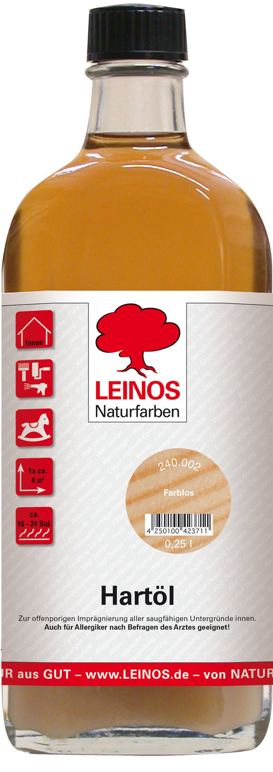 LEINOS Holzöl 250 ml | Hartöl Farblos für Tische Möbel Arbeitsplatten | Teak Eiche Möbelöl für effektive Versiegelung und langanhaltenden Schutz im Innenbereich