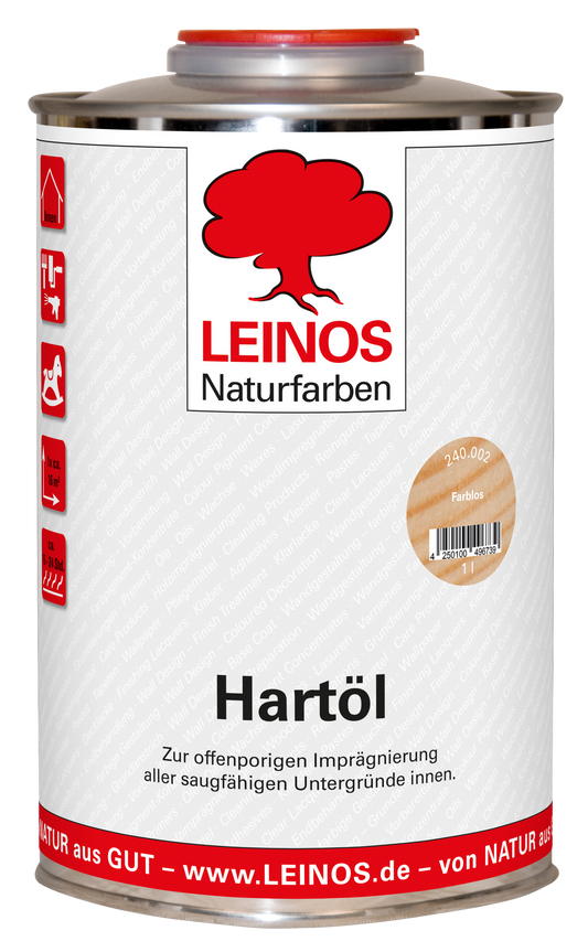 LEINOS Holzöl 250 ml | Hartöl Farblos für Tische Möbel Arbeitsplatten | Teak Eiche Möbelöl für effektive Versiegelung und langanhaltenden Schutz im Innenbereich