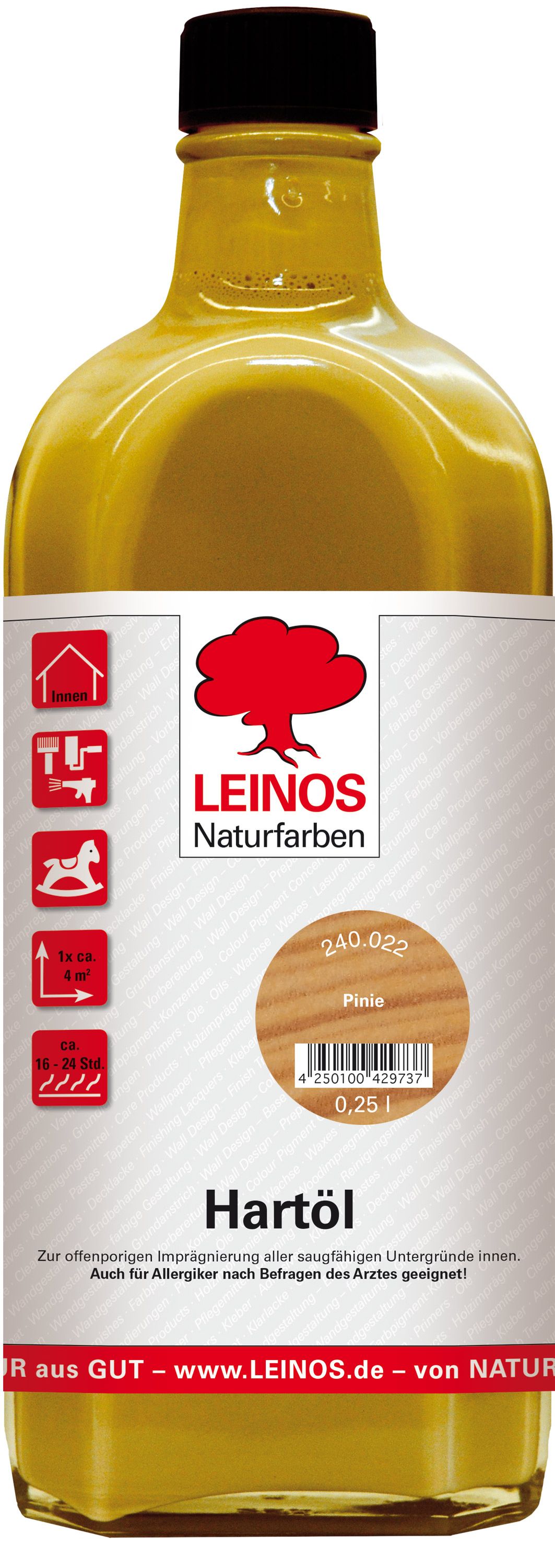 LEINOS Holzöl 250 ml | Hartöl Pinie für Tische Möbel Arbeitsplatten | Teak Eiche Möbelöl für effektive Versiegelung und langanhaltenden Schutz im Innenbereich