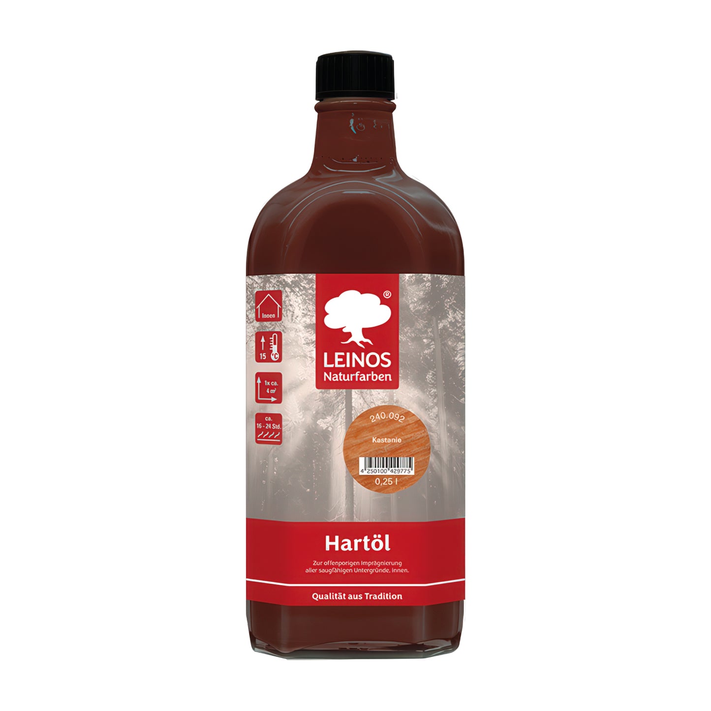 LEINOS Holzöl 250 ml | Hartöl Kastanie für Tische Möbel Arbeitsplatten | Teak Eiche Möbelöl für effektive Versiegelung und langanhaltenden Schutz im Innenbereich