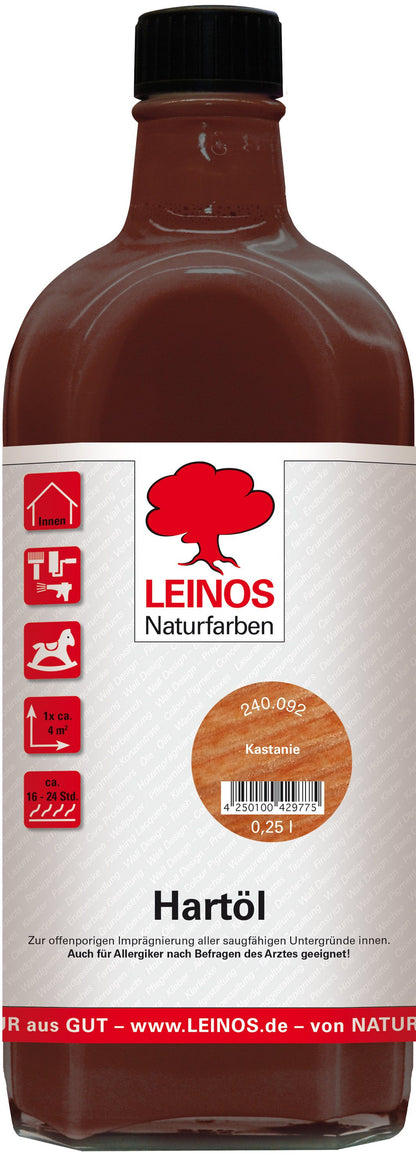 LEINOS Holzöl 250 ml | Hartöl Kastanie für Tische Möbel Arbeitsplatten | Teak Eiche Möbelöl für effektive Versiegelung und langanhaltenden Schutz im Innenbereich