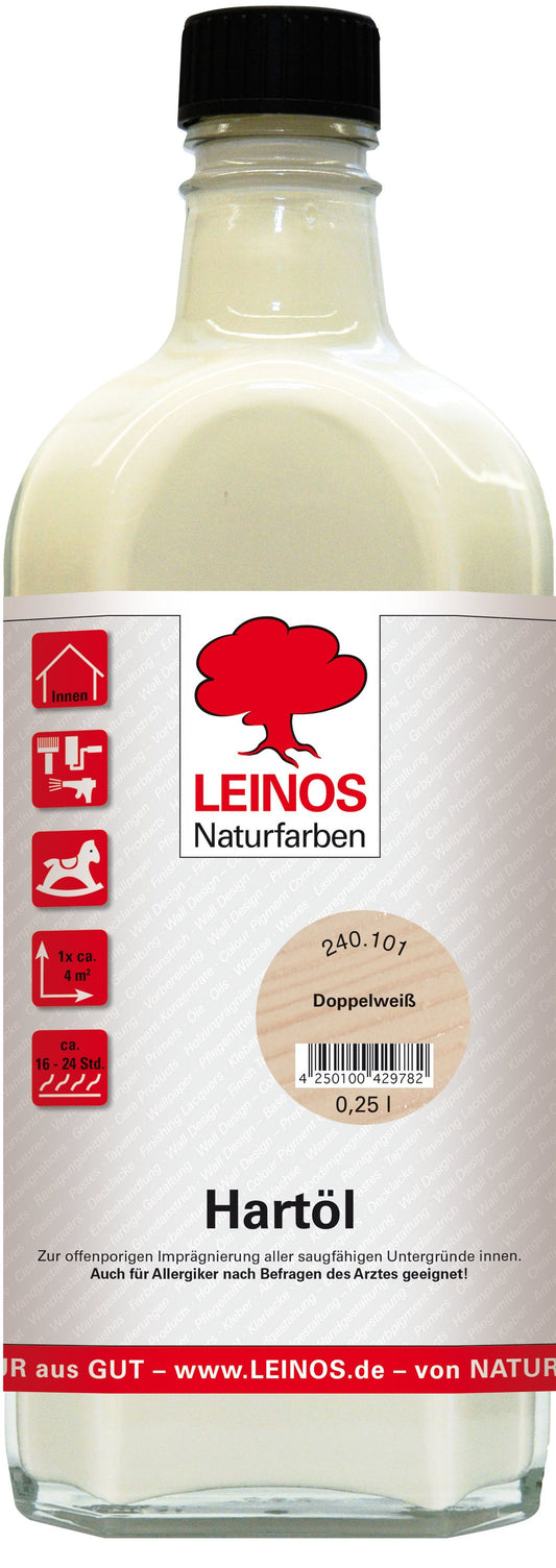 LEINOS Holzöl 250 ml | Hartöl Doppelweiß für Tische Möbel Arbeitsplatten | Teak Eiche Möbelöl für effektive Versiegelung und langanhaltenden Schutz im Innenbereich