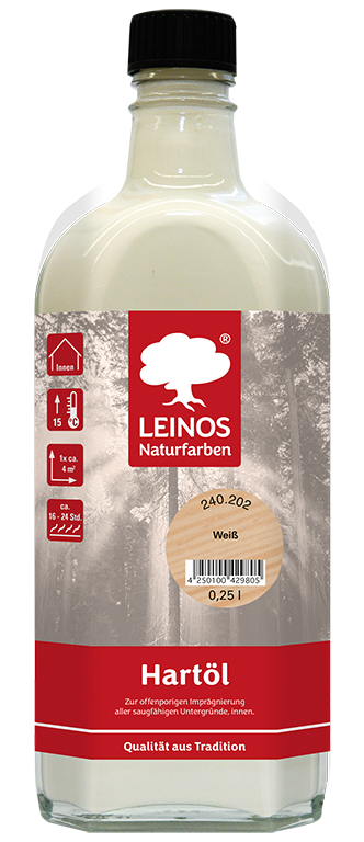 LEINOS Holzöl 250 ml | Hartöl Weiß für Tische Möbel Arbeitsplatten | Teak Eiche Möbelöl für effektive Versiegelung und langanhaltenden Schutz im Innenbereich