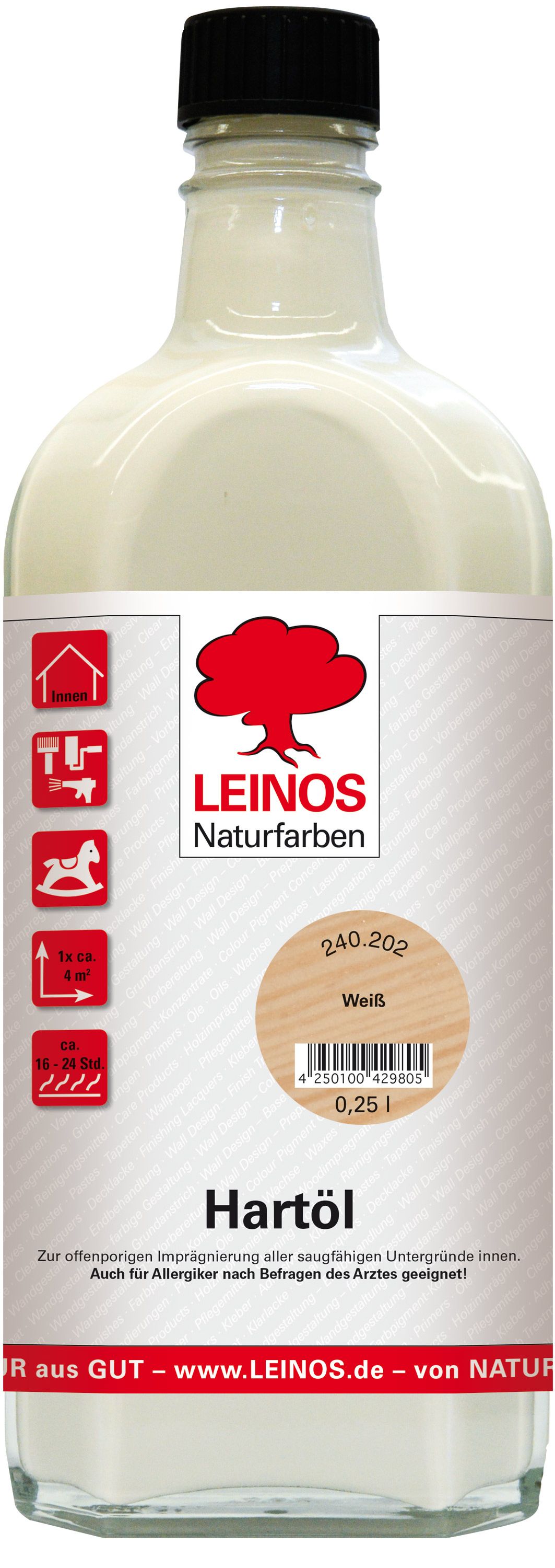 LEINOS Holzöl 250 ml | Hartöl Weiß für Tische Möbel Arbeitsplatten | Teak Eiche Möbelöl für effektive Versiegelung und langanhaltenden Schutz im Innenbereich