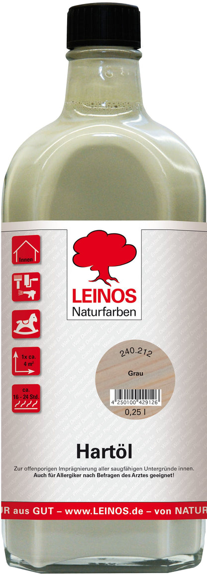 LEINOS Holzöl 250 ml | Hartöl Grau für Tische Möbel Arbeitsplatten | Teak Eiche Möbelöl für effektive Versiegelung und langanhaltenden Schutz im Innenbereich