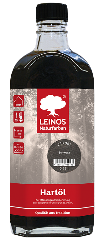 LEINOS Holzöl 250 ml | Hartöl Schwarz für Tische Möbel Arbeitsplatten | Teak Eiche Möbelöl für effektive Versiegelung und langanhaltenden Schutz im Innenbereich