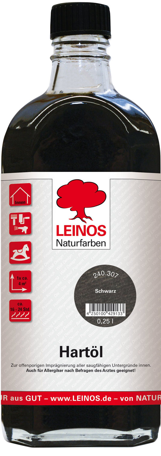 LEINOS Holzöl 250 ml | Hartöl Schwarz für Tische Möbel Arbeitsplatten | Teak Eiche Möbelöl für effektive Versiegelung und langanhaltenden Schutz im Innenbereich