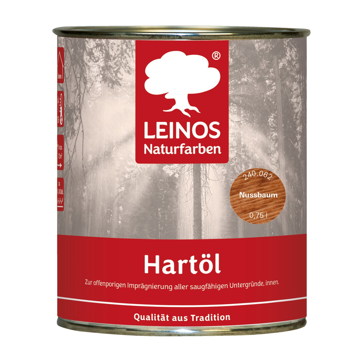 LEINOS Holzöl 750 ml | Hartöl Nussbaum für Tische Möbel Arbeitsplatten | Teak Eiche Möbelöl für effektive Versiegelung und langanhaltenden Schutz im Innenbereich