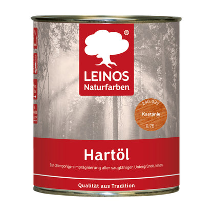 LEINOS Holzöl 750 ml | Hartöl Kastanie für Tische Möbel Arbeitsplatten | Teak Eiche Möbelöl für effektive Versiegelung und langanhaltenden Schutz im Innenbereich