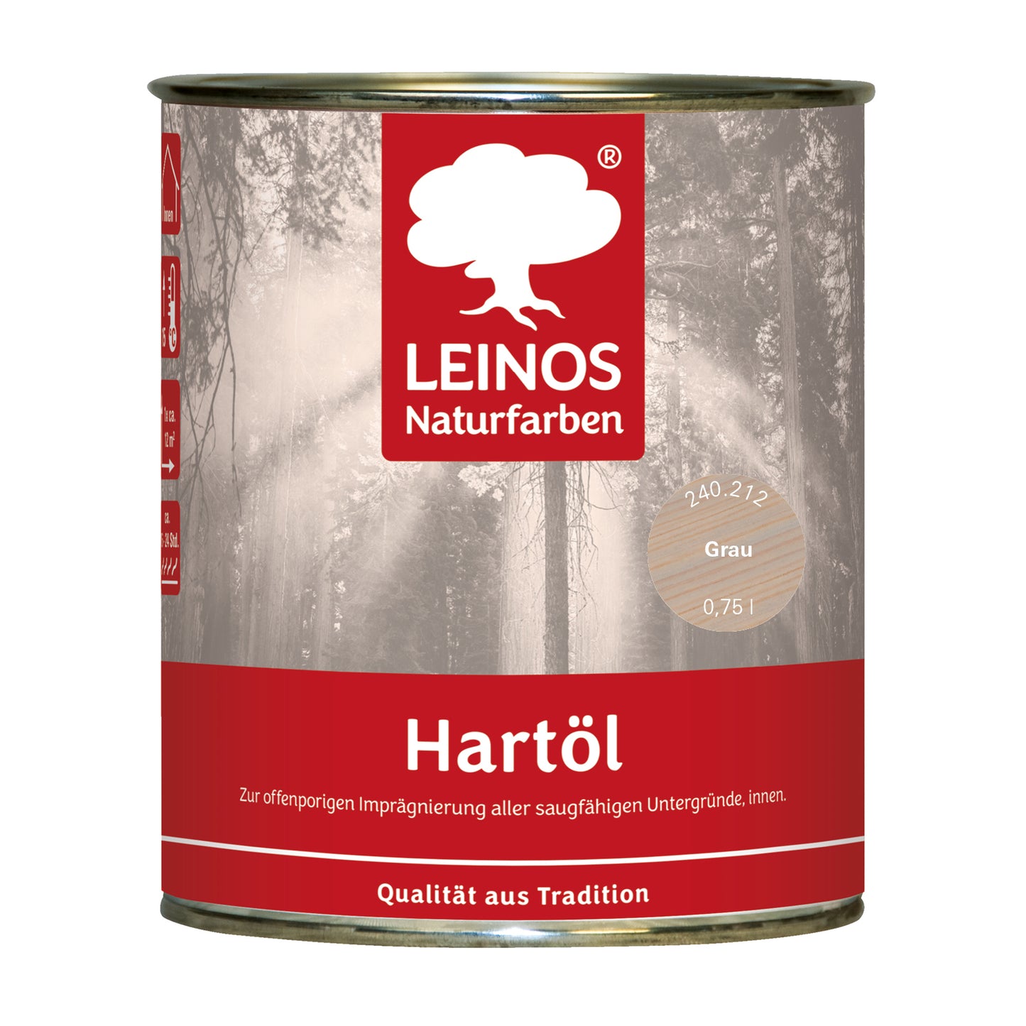 LEINOS Holzöl 750 ml | Hartöl Grau für Tische Möbel Arbeitsplatten | Teak Eiche Möbelöl für effektive Versiegelung und langanhaltenden Schutz im Innenbereich